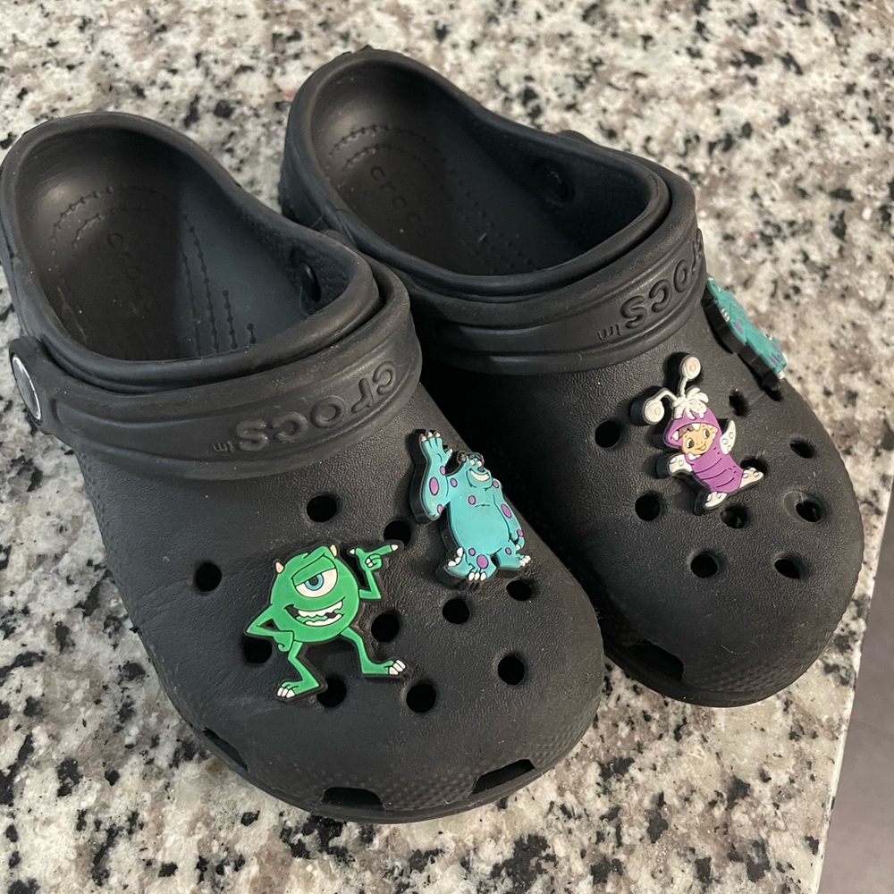 Crocs with Monsters Inc charms!